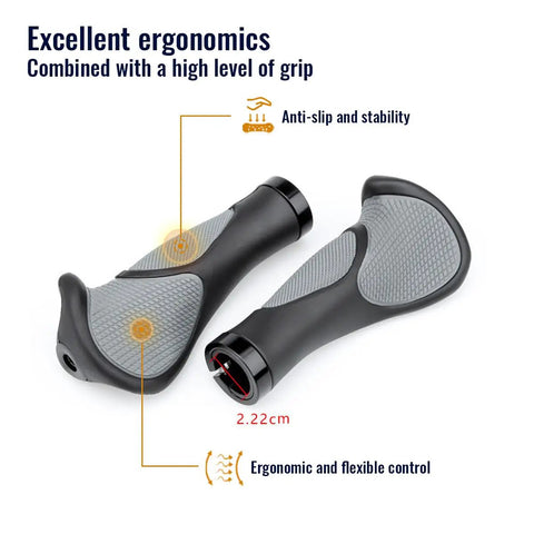 No Slip Locking Bike Grips For 22.2mm Handlebars With Soft Rubber Comfort And Ergonomic Triple Density Textured Grip with measurement