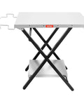 Foldable Outdoor Grill Table And Prep Station With Pizza Oven Base And Griddle Stand, coated stainless steel with shelf.
