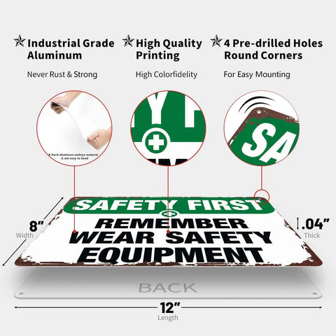 Funny Aluminum Safety Sign Wear Your Gear 8x12 Inch Wall Decor with industrial-grade aluminum and high-quality printing.