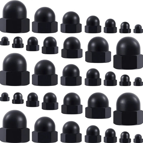 35Pcs Thread Cap Hex Knob Set Black M3 To M12 Carbon Steel Ball Lamp Decoration And Light Fixture Fastening Nuts Decorative Screw Caps Covers