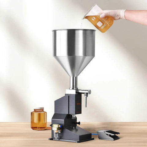 No Sweat Step On Pedal Pneumatic Liquid Filler And Bottle Filling Station With Tough Stainless Steel Build For Quick 5 To 50 Ml Beverages Cosmetics And Thick Fluid Pouring
