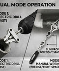 Heavy Duty Drill Powered Broken Pipe Thread Extractor Tool Set With Universal Compatibility For Plumbing Repairs To Spin Out Damaged Fittings Fast And Easy Saving You Plenty Of Time On Any Job, dual mode drill and wrench