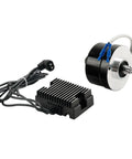 Rock Solid Black 12 Volt 17 Amp Alternator Generator Conversion Kit With Electronic Regulator, includes components and wiring.