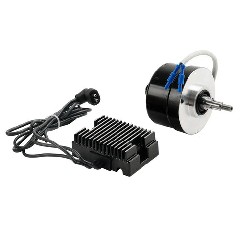 Rock Solid Black 12 Volt 17 Amp Alternator Generator Conversion Kit With Electronic Regulator, includes components and wiring.