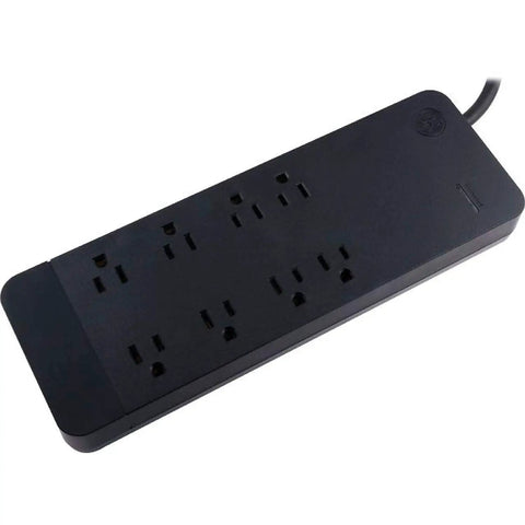 8 Outlet Surge Protector With 2160 Joules Of Protection, 8 Foot Cord, Black Power Hub For Home Office Garage And Workshop, Four Adapter Spaced Outlets
