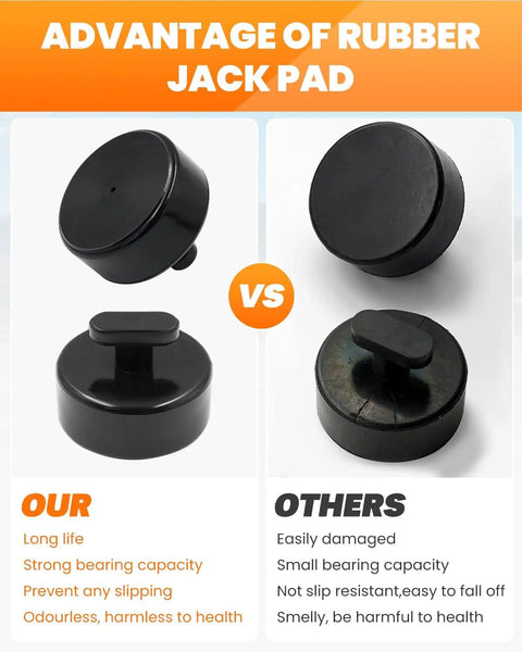 Comparison of 4 Pack Rubber Jack Pads For Corvette C5 C6 C7 C8 Non Slip Floor Jack Pucks with competitor's pads.