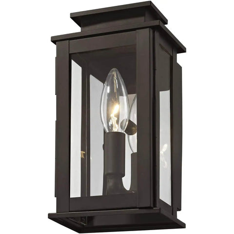 Transitional One Light Outdoor Wall Lantern in Bronze Dark Finish with Clear Glass Princeton Collection front view