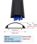 Cord Cover Aluminum Alloy Cable Raceway Kit, Self Adhesive Wire Concealer, 4cm width fits 4 wires, black silver finish