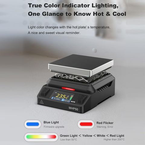 Mini Hot Plate Preheater Soldering Station MHP50 Portable Smart Temperature Controller 100-350 Celsius with display
