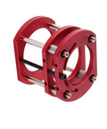 4 Jaw Router Lift And Clamping Platform For Router Table - Pro Grade Lifting System With 51mm Lift, 64-66mm Fit, Aluminum Alloy Body, Stainless Rod, Rust Resistant, Red Finish, angled view