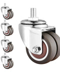 Heavy Duty Swivel Caster Wheels with Top Plate, Quiet Rolling TPE Castors for Furniture, 110 Lb Per Wheel, set of 5