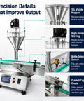 Desktop Automatic Powder Filling Machine With 15L Viewable Hopper And Precision 5 To 500 Milliliter Auger Filler showing precise features.