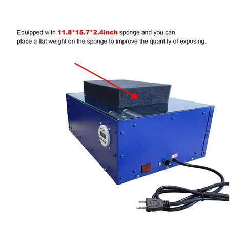 UV Exposure Unit For Silk Screen Printing 16 By 20 Inch Light Box With accompanying 11.8 x 15.7 x 2.4 inch sponge.