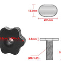 Five Pack 6-Star Clamping Knobs With Twenty M8 Tee Bolts For T Track Systems And T Slot Accessories 1.5 Inch Long