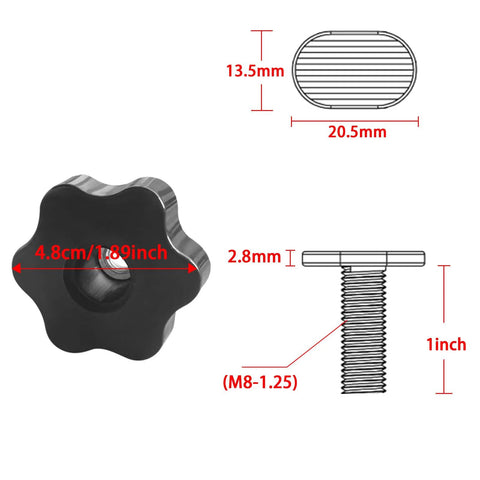 Five Pack 6-Star Clamping Knobs With Twenty M8 Tee Bolts For T Track Systems And T Slot Accessories 1.5 Inch Long