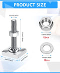Product size image of 12 Pack M6 35mm T Slot Bolts With Square Heads For Roof Rack Stainless Steel Heavy Duty T Track Bolts Kit
