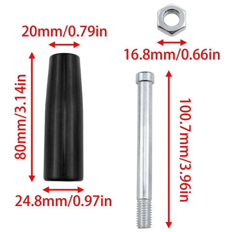 Revolving Hand Knob for Lathe M10x80mm Threaded Handwheel, plastic casing, metal nut and measurements shown, 2 Pack