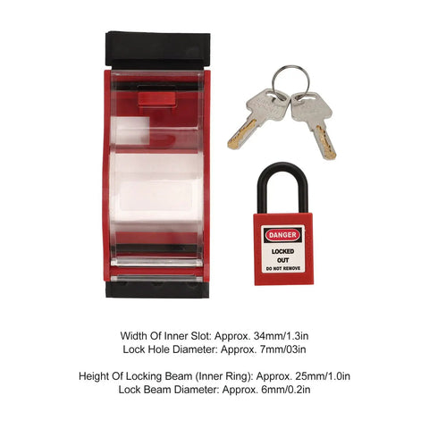 Lockout Kit For 2P Miniature Circuit Breakers With Transparent Protection Cover And Safety Padlock Including 2 Keys