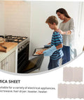 Family using oven with pizza next to 2 Sets Mica Sheet For Microwave Oven Replacement Heat Insulation Accessory Waveguide Mica Plate.