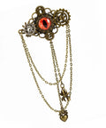 Epic Unisex Steampunk Hair Clip With Spinning Gears And Creepy Devil Eye Brooch For Halloween Costumes Or Gothic Daily Style Antique Gold Metal Alloy Jewelry Accessory on white background.