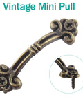 Vintage Mini Drawer Pulls 20 Pack Bronze Zinc Alloy Antique Style Handles with Mounting Screws close-up view