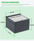Universal Dual Pole Pump Start Relay 110V 220V Replacement For Irrigation Systems dimensions shown
