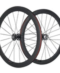 50mm Carbon Fiber Track Wheel Set Matte Finish 3K Fixed Gear Wheelset With Cog shown from side angle with sleek design