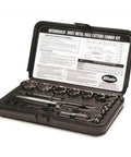 Open Rotabroach Sheet Metal Hole Cutter Combo Kit with black case for auto body shops, tools organized for precise hole cutting