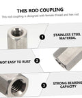 Four Pack Stainless Steel Hexagon Coupling Nuts M6x30mm Heavy Duty Threaded Bar Connectors For Hardware Fastening And Repair Projects Durable Corrosion Resistant Workhorse Set, stainless rod coupling