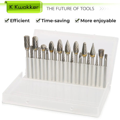 20 Piece Tungsten Carbide Burr Set For Dremel And Small Rotary Tools With One Eighth Inch Shank And One Quarter Inch Cutting Diameter
