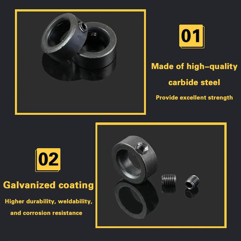 8 Pack 5/8 Inch Bore Solid Steel Shaft Collars With Zinc Plated Coating Built For The Jobsite And Heavy Duty Machinery Durable Shaft Clamps With Mixed 16mm And 12mm Sizes For Precise Drilling Fixtures