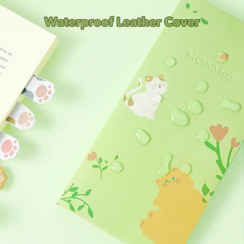Cat Sticky Notes Set With Paw Tabs And Page Markers, 300 Sheets Of Cute Animal Divider Tabs, waterproof leather cover