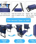 Collapsible heavy duty garden kneeler and seat with thick foam cushions, shown folding and unfolding for portable gardening use.