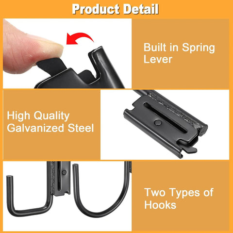 Heavy Duty Pro Grade Steel E Track J Hook With Spring Fitting For E And X Rail 2 And 4 Inch Trailer Hooks close-up view.