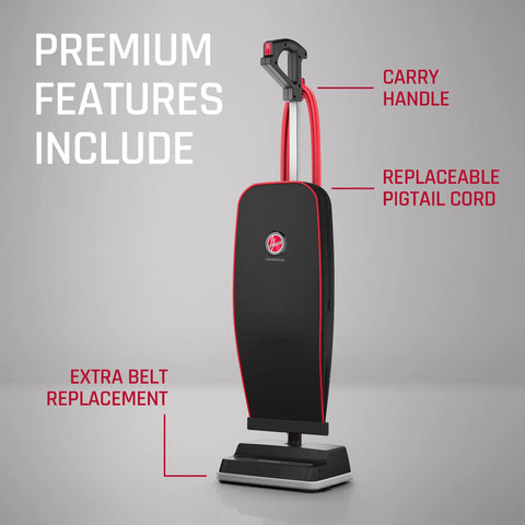 Hoover Commercial Superior Lite Upright Vacuum Cleaner Lightweight at Nine Pounds With Forty Foot Cord For Deep Carpet Cleaning And Powering Through Toughest Messes In Offices Or Small Shops Easy Maneuvering Design