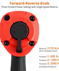 Forward-reverse knob featuring three power settings for the Heavy Half Inch Air Impact Wrench, showcasing torque levels.
