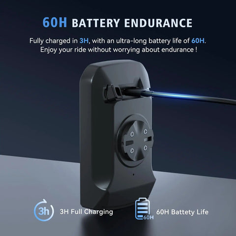 GPS Bike Computer With ANT+ Wireless charging with 60H battery endurance, 3H full charge.