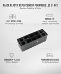 Sturdy Black Plastic Sofa Feet With Screws Replacement Legs For Couch And Cabinet Elevate For Easy Floor Cleaning 1 Pack