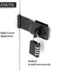 Four And A Half Inch Swivel Staple Safety Hasps With Twist Knob Gate Door Hasp Latches For Fence And Cabinet Black 2 Pack Durable Zinc Plated Stainless Iron Corrosion Resistant Rustproof installed with padlock