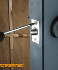 Installing a lock with a Size Six By Half Inch Wood Screw, Phillips flat head for wood and drywall.