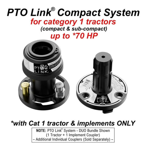Compact PTO Quick Connect Duo Bundle For Sub Compact And Compact Category 1 Tractors And Implements Up To 70 HP shown