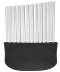 Large stainless steel crinkle cutter with ergonomic black non-slip handle for potatoes and vegetables
