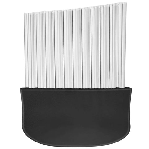 Large stainless steel crinkle cutter with ergonomic black non-slip handle for potatoes and vegetables