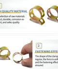 Rock Solid 300 Piece Manganese Steel Hose Clamps Kit With Stepless Design Ranging From 5 To 18 mm Featuring Low Pressure Air Suitability For Auto Pipes And Fastener Sorting Needs That Are Totally Awesome. manganese steel stepless hose clamps, 5-18 mm, shown in use