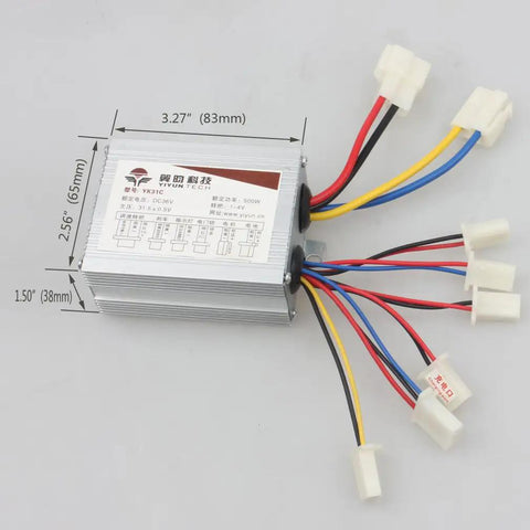 36V 500W Brushed Motor Controller for Electric Scooters EBikes Bicycles and Tricycles with wiring harness and dimensions