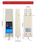 HF Series Digital Push-Pull Force Gauge, 245.9mm x 66mm body, front and side view for pull push testing