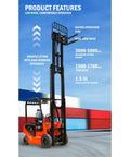 2 Ton Electric Forklift Truck With 3m Lift Height For Warehouse Pallet Handling And Cargo Transport Heavy Duty Material Handling Equipment With Multiple Mast Configurations And Attachments For Factory Storage, seated orange forklift with wide-view mast