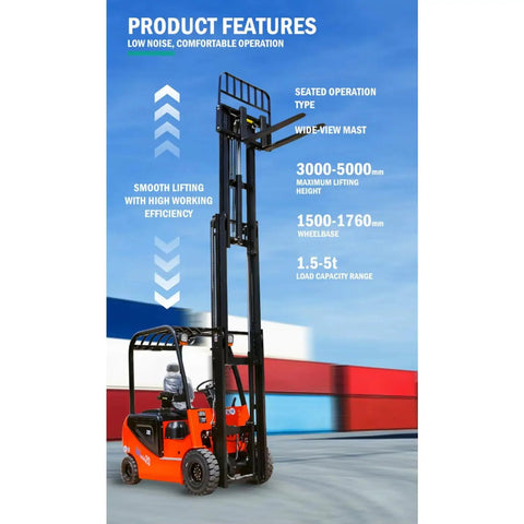 2 Ton Electric Forklift Truck With 3m Lift Height For Warehouse Pallet Handling And Cargo Transport Heavy Duty Material Handling Equipment With Multiple Mast Configurations And Attachments For Factory Storage, seated orange forklift with wide-view mast