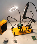 Helping Hands Soldering Third Hand With 3X And 6X LED Magnifying Lamp Hot Air Gun Holder 12V Solder Fume Extractor