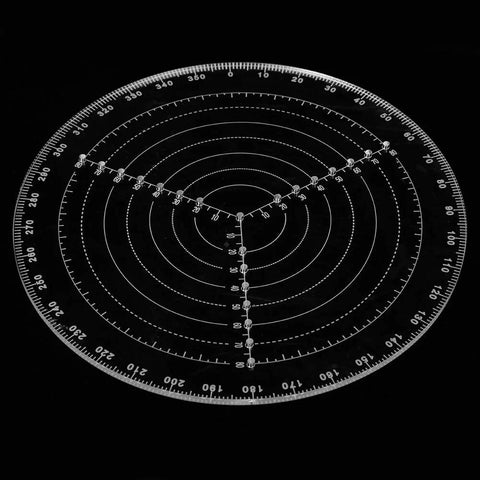 Front view of 7.87-inch round center finder compass, transparent acrylic woodworking lathe tool.